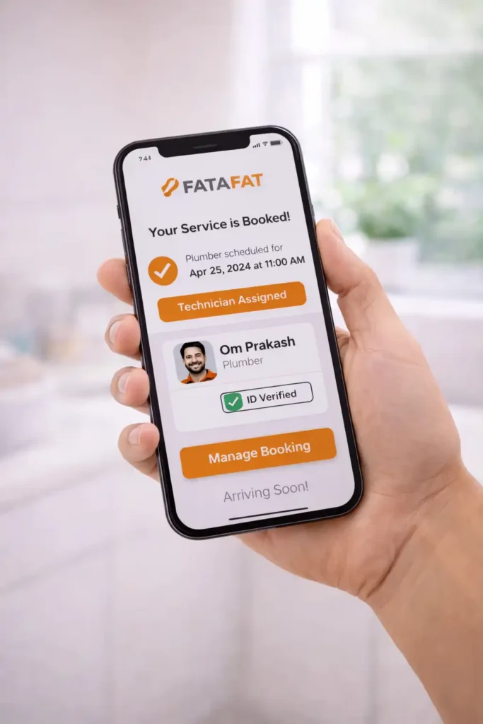 Fatafat home service booking confirmation on mobile