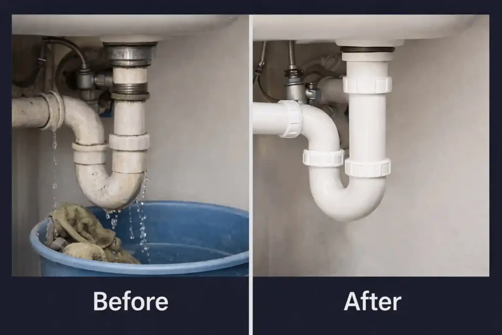 Before and after home repair service results