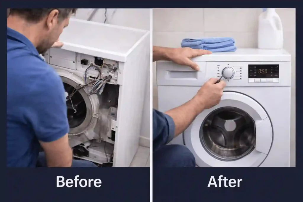 Before and after home repair service results