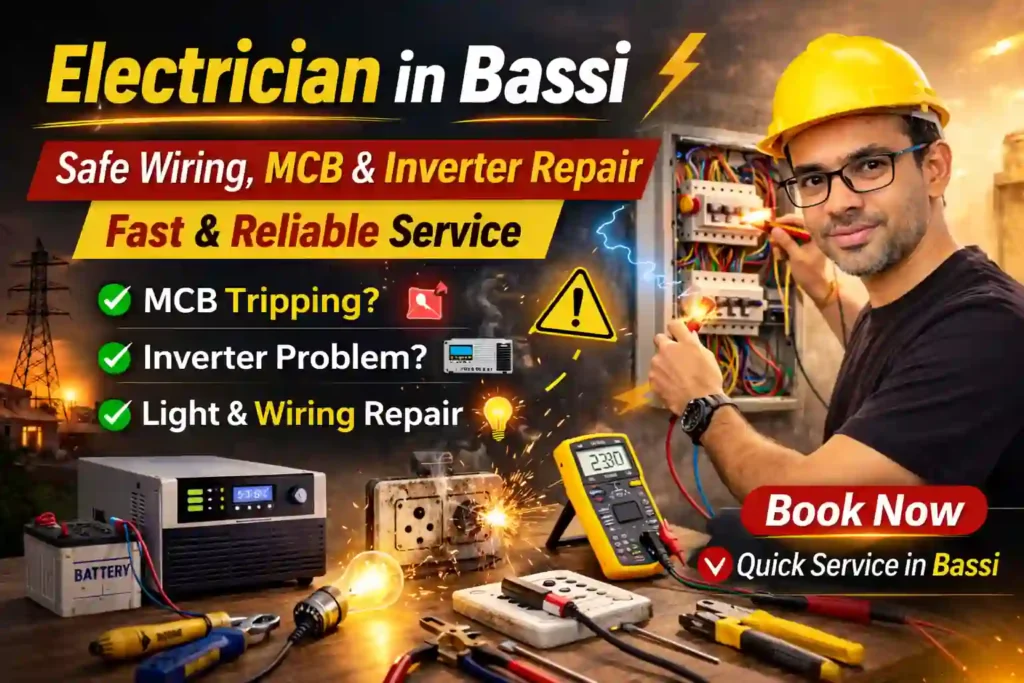 Home repair services in Bassi Jaipur - electrician fixing switchboard