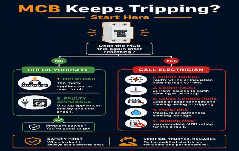 MCB keeps tripping diagnosis flowchart 2026 — Fatafat Care