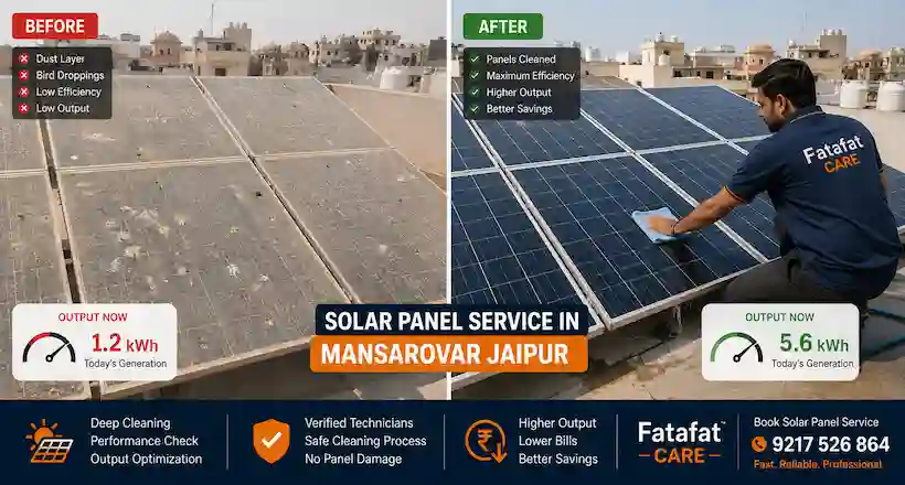Solar panel service in Mansarovar Jaipur by Fatafat Care