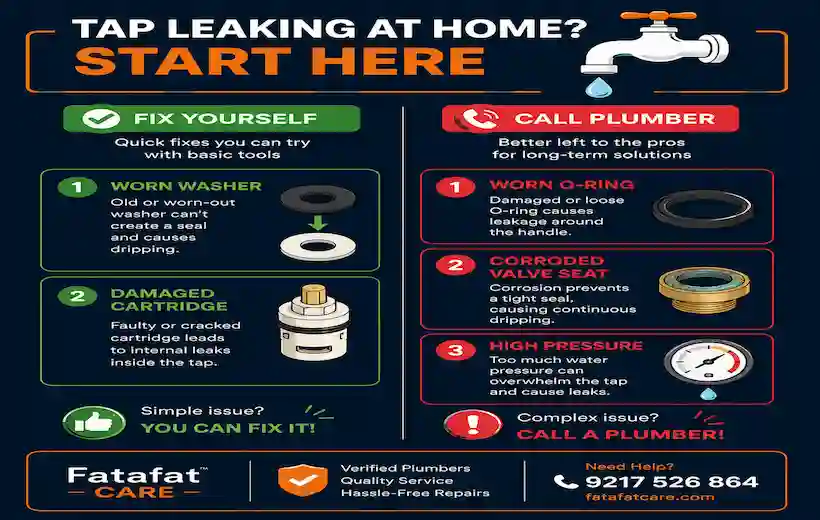 Tap leaking at home diagnosis flowchart 2026 — Fatafat Care